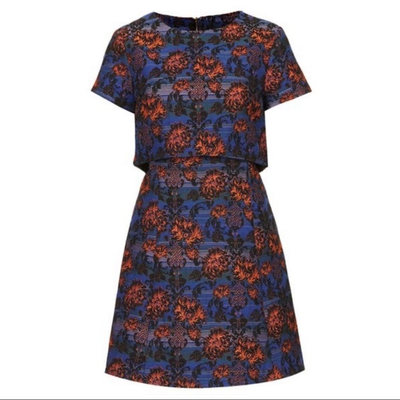 Topshop Crocus Print Tiered Skater Dress - Picture 3 of 9